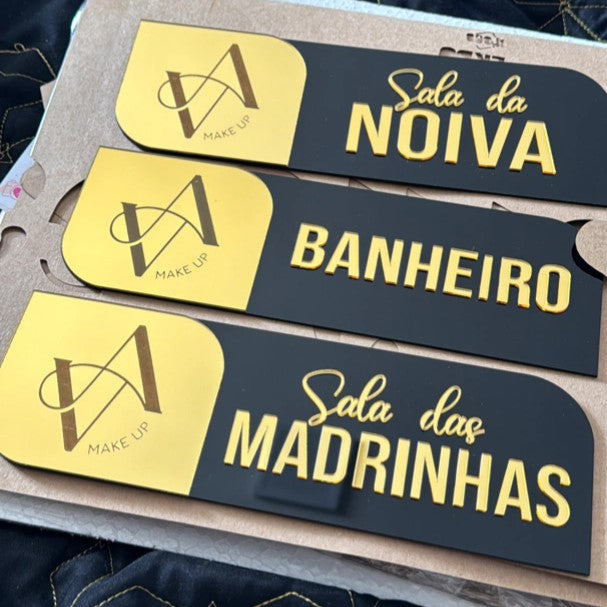 Placa de Sinalização indicativa Banheiro Salas Copa Cantinho do Café Acesso Restrito