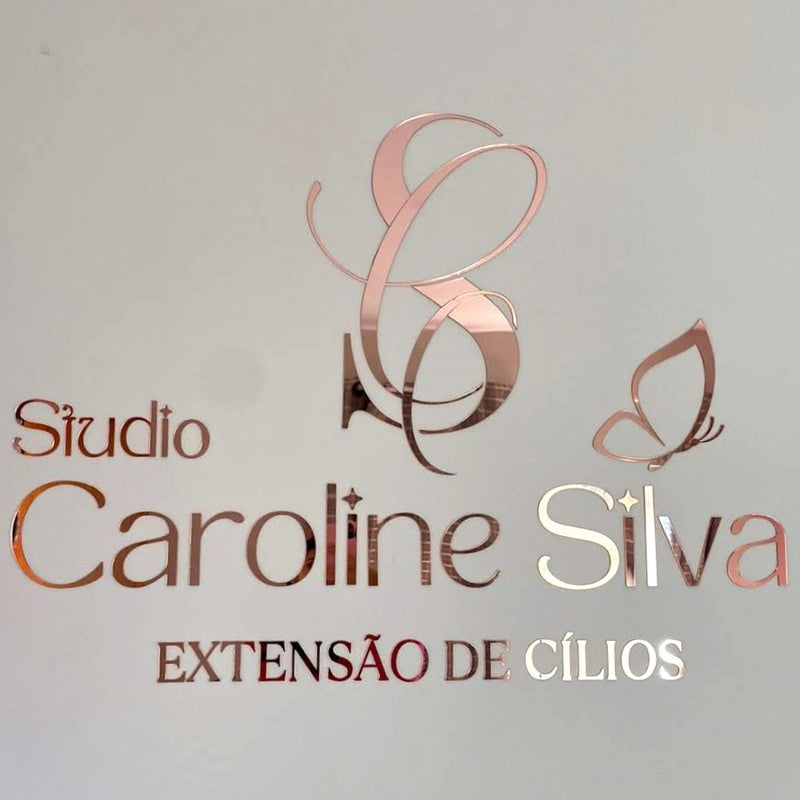 Logo em Acrílico Espelhado 2mm 120x70cm Cores Rose, Prateado e Dourado