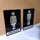 Kit Placa Acrílico Espelhado Para Porta Banheiro Feminino e Masculino - Placa Sinalizadora - Espelhada