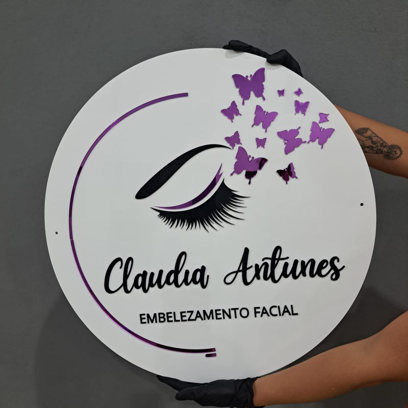 Logo em Acrílico Espelhado com Base 2mm Cores Rose, Prateado, Dourado, Lilas, Bronze, Azul, Vermelho