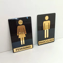 Kit Placa Acrílico Espelhado Para Porta Banheiro Feminino e Masculino - Placa Sinalizadora - Espelhada