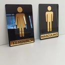 Kit Placa Acrílico Espelhado Para Porta Banheiro Feminino e Masculino - Placa Sinalizadora - Espelhada