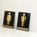 Kit Placa Acrílico Espelhado Para Porta Banheiro Feminino e Masculino - Placa Sinalizadora - Espelhada