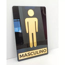 Kit Placa Acrílico Espelhado Para Porta Banheiro Feminino e Masculino - Placa Sinalizadora - Espelhada