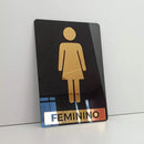 Kit Placa Acrílico Espelhado Para Porta Banheiro Feminino e Masculino - Placa Sinalizadora - Espelhada
