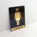 Kit Placa Acrílico Espelhado Para Porta Banheiro Feminino e Masculino - Placa Sinalizadora - Espelhada