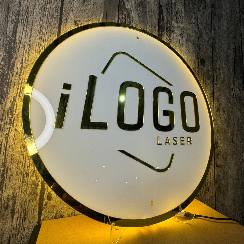 Logo em Acrílico Espelhado Com LED Personalizada base 2mm Cores Rose, Prateado, Dourado, Lilas
