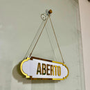 Placa de Aberto/Fechado em Acrílico Espelhado de Dupla Face