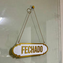 Placa de Aberto/Fechado em Acrílico Espelhado de Dupla Face