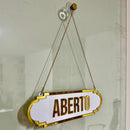 Placa de Aberto/Fechado em Acrílico Espelhado de Dupla Face