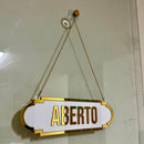 Placa de Aberto/Fechado em Acrílico Espelhado de Dupla Face